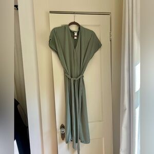 H&M wrap midi dress in sage green